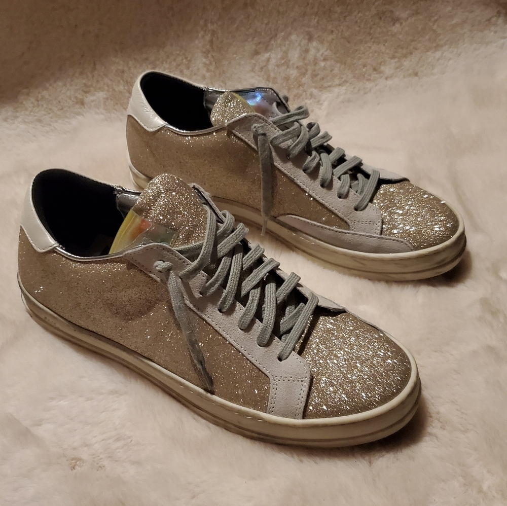 Gold glitter P448 sneakers. Size 39. (8.5-9)